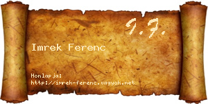 Imrek Ferenc névjegykártya